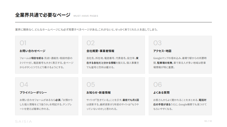 業界別ホームページ構成テンプレート集 プレビュー 6